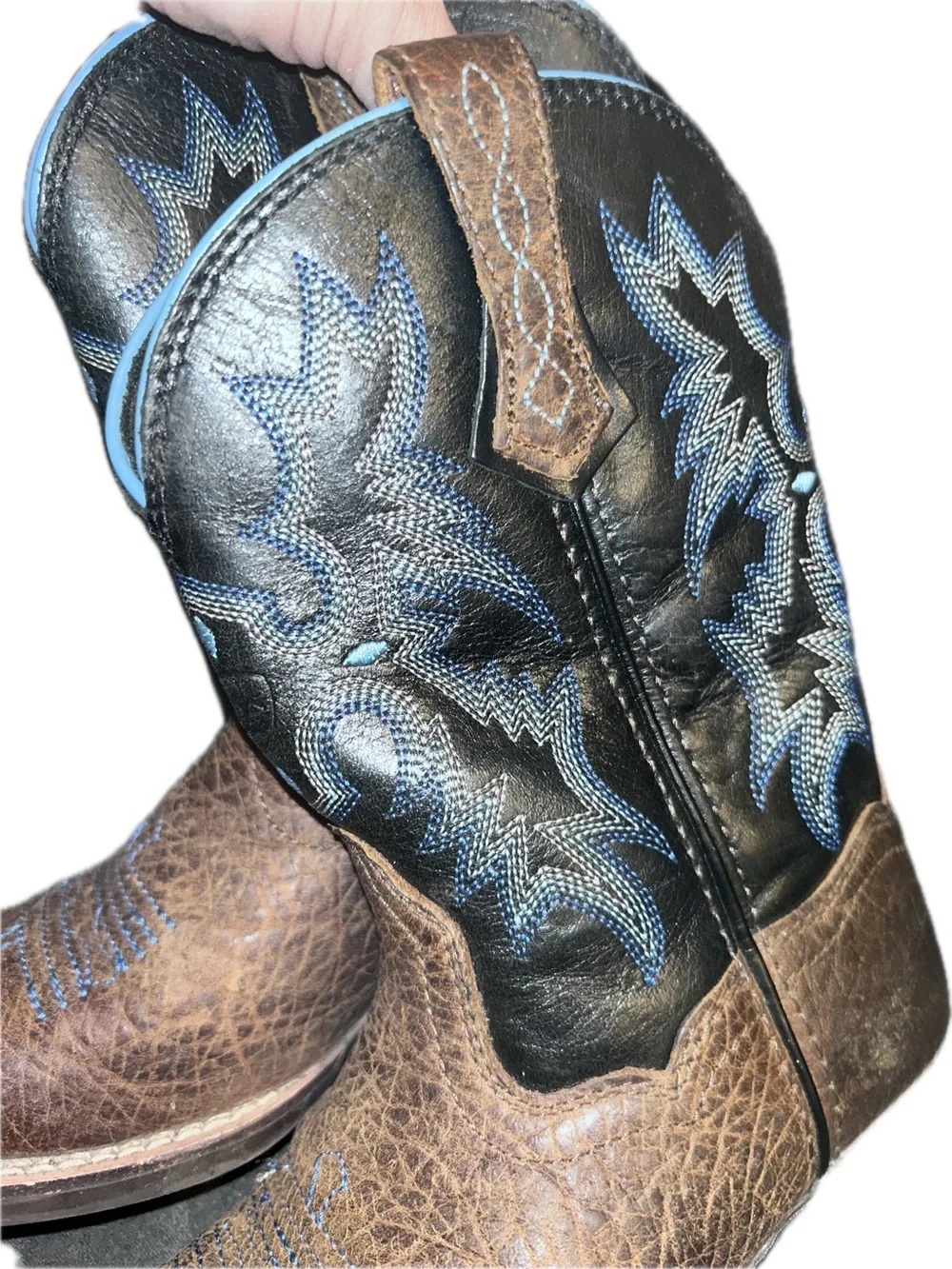 Ariat Tombstone Brown Leather Cowboy Boots Square Toe Boys Youth 11